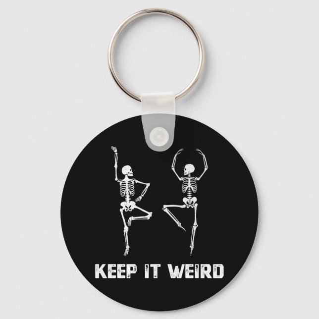 Keep It Weird Dancing Skeleton Key Ring (Front)