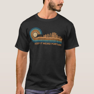 Keep It Weird Portland Oregon Skyline Retro T-Shirt