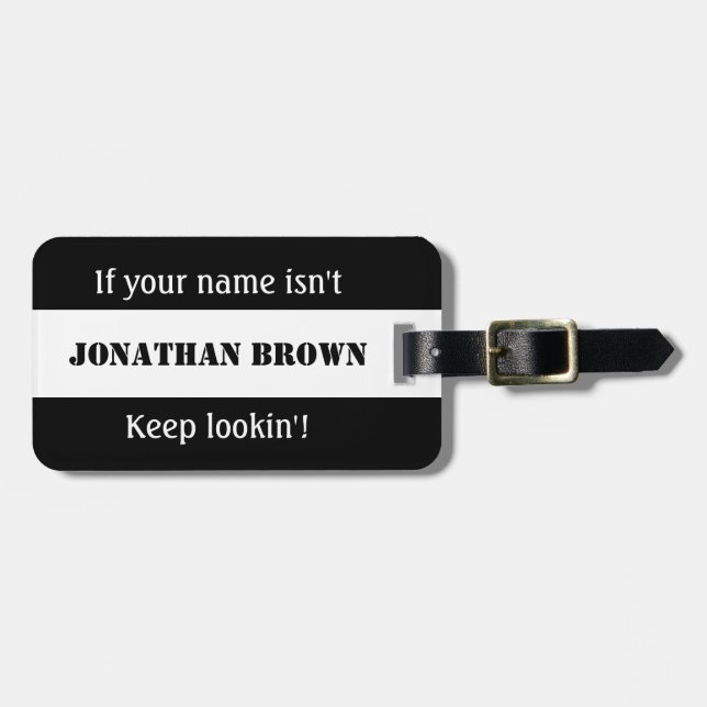 Keep Looking Funny Custom Luggage Tag - Stripe (Front Horizontal)
