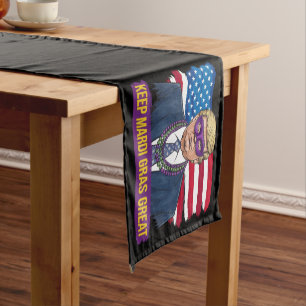 Keep Mardi Gras Great Funny Trump Mardi Gras 2025 Short Table Runner