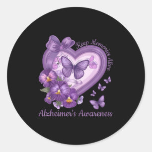 Keep Memories Alive Heimers Awareness Purple Ribbo Classic Round Sticker