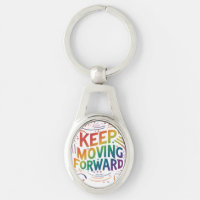 Keep Moving Forward Oval Keychain