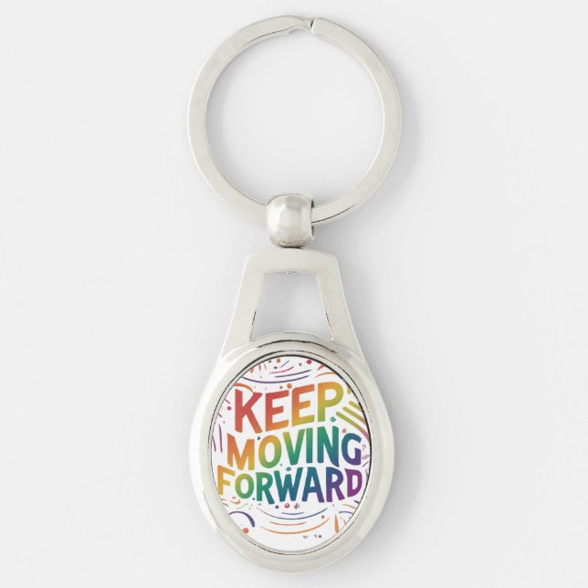 Keep Moving Forward Oval Keychain (Front)