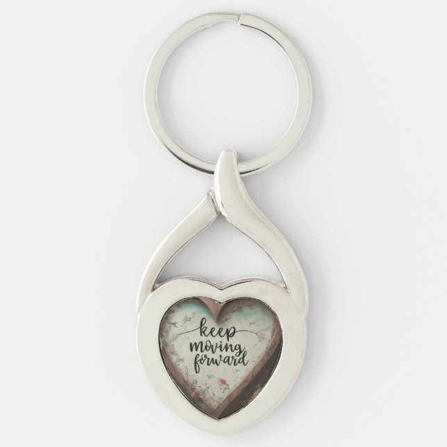 Keep Moving Forward - Twisted Heart Keychain (Front)