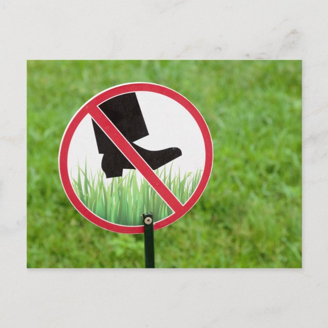 Keep Of The Grass Sign Postcard (Front)