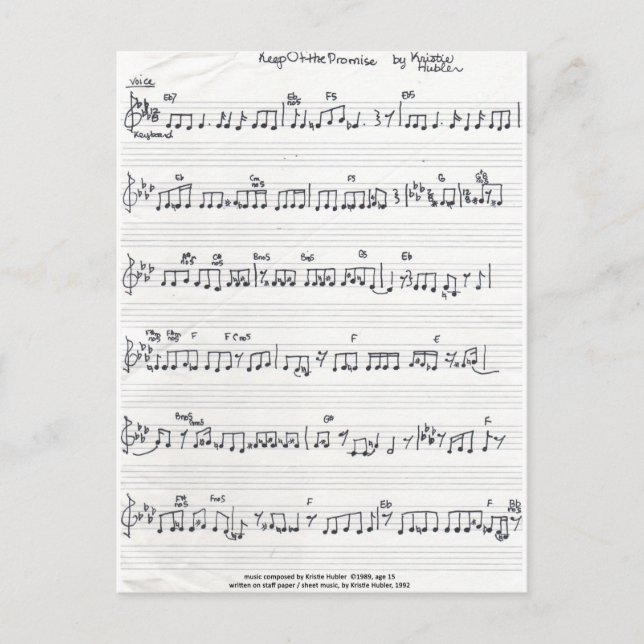 Keep Of The Promise Sheet Music postcard (Front)