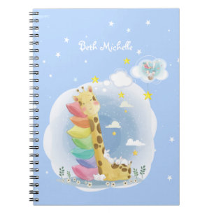 Keep on dreaming giraffe with bunnies notebook
