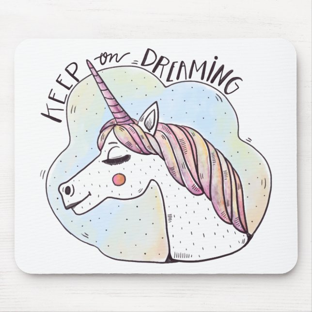 Keep on Dreaming Whimsical Unicorn Mouse Pad (Front)
