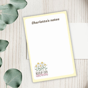 Keep On Growing Positive Quotes Retro Flowers Post-it Notes
