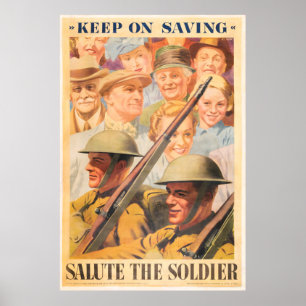 Keep On Saving. Reprint of British wartime poster. Poster