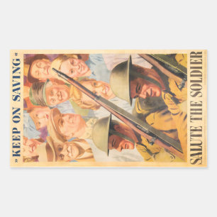 Keep On Saving. Reprint of British wartime poster. Rectangular Sticker