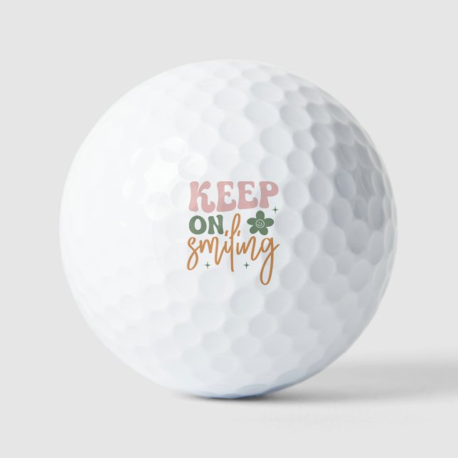 Keep On Smiling Inspirational Quote Minimalist  Golf Balls (Front)
