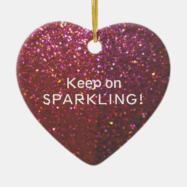 Keep on Sparkling - Glam faux glitter & sparkle Ceramic Tree Decoration (Front)