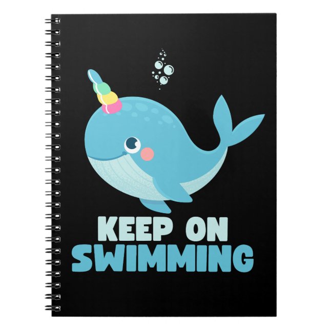 Keep on Swimming Kawaii Whale Notebook (Front)