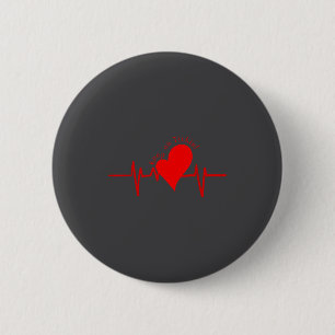 Keep On Tickin! Ekg Heartbeat Cow Valve Heart Pati 6 Cm Round Badge