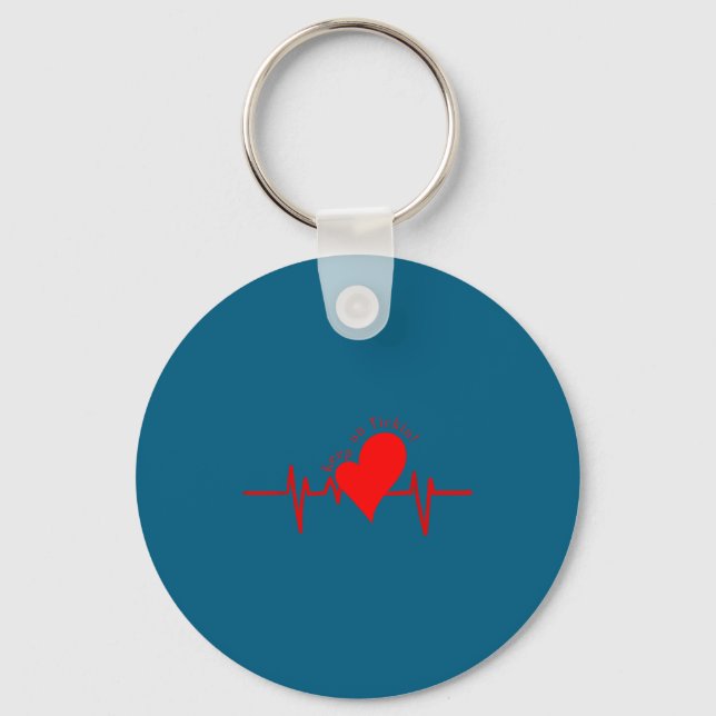 Keep On Tickin! Ekg Heartbeat Cow Valve Heart Pati Key Ring (Front)