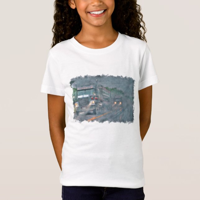 "Keep on Truckin'" Rainstorm and Big Rig Truck T-Shirt (Front)
