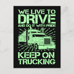 Keep on Trucking 18 Wheeler Green Postcard