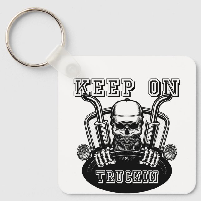 "Keep On Trukin  Retro Inspired Trucker Key Ring (Front)