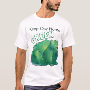 Keep Our Home Green Cute Watercolor Bear T-Shirt