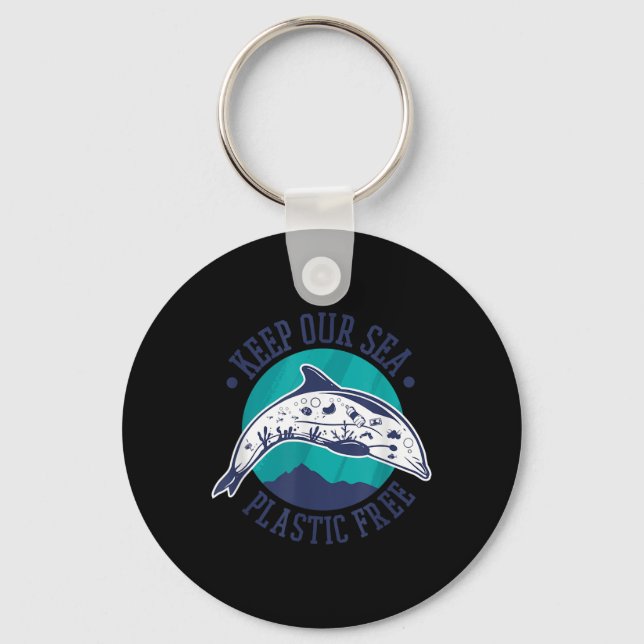 Keep Our Sea Plastic Free, Environmental Protectio Key Ring (Front)