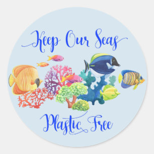 Keep Our Seas Plastic Free Conservation Ocean Classic Round Sticker