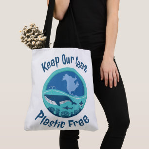 Keep Our Seas Plastic Free - Large Tote Bag
