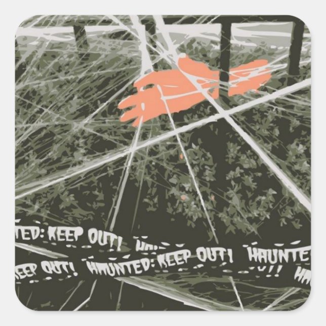 Keep Out Halloween Hand in Bushes Spooky Stickers (Front)