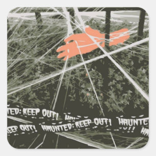 Keep Out Halloween Hand in Bushes Spooky Stickers