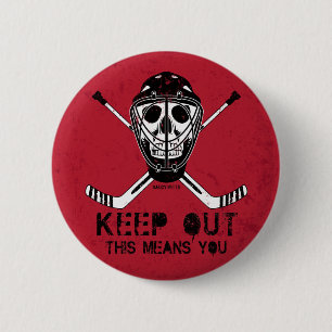 Keep Out Hockey Goalie Flare Pinback 6 Cm Round Badge