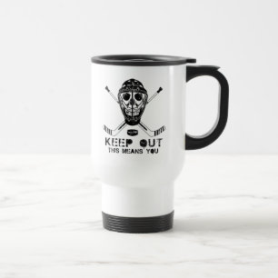Keep Out Hockey Goalie Skull Travel Mug