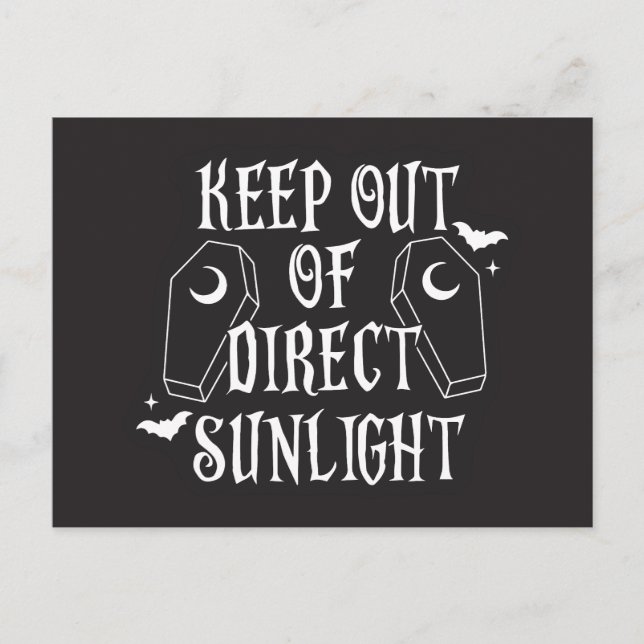 Keep Out Of Direct Sunlight Goth Postcard (Front)