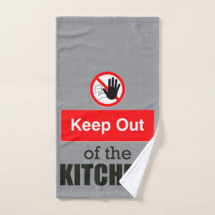 Keep Out of the Kitchen Funny Pickleball Grey Hand Towel