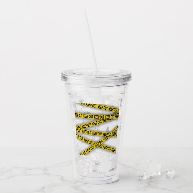 Keep out stay away do not cross police tape 3d acrylic tumbler (Front Ice)