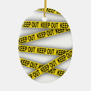 Keep out stay away do not cross police tape 3d ceramic tree decoration