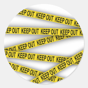 Keep out stay away do not cross police tape 3d classic round sticker