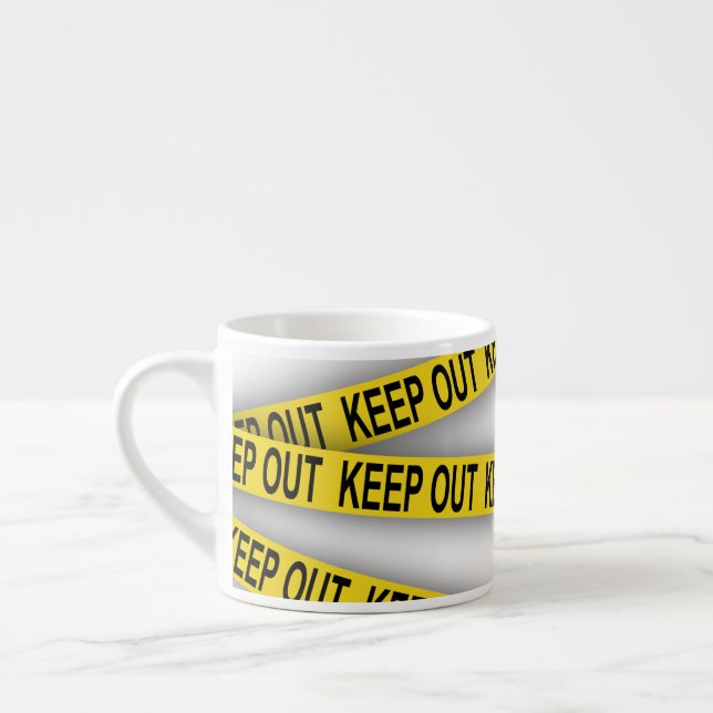 Keep out stay away do not cross police tape 3d espresso cup (Left)