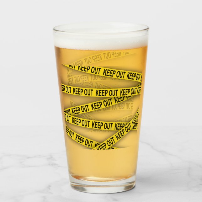 Keep out stay away do not cross police tape 3d glass (Front Filled)