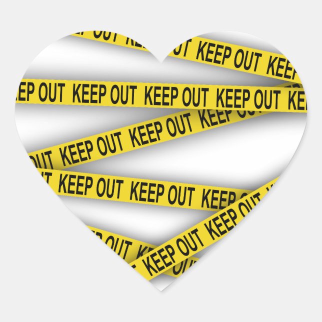 Keep out stay away do not cross police tape 3d heart sticker (Front)