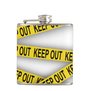 Keep out stay away do not cross police tape 3d hip flask