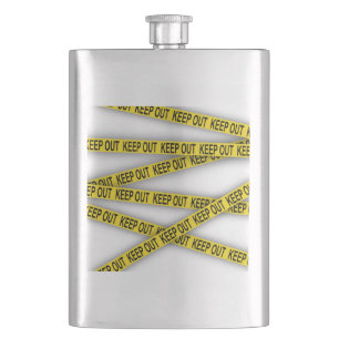 Keep out stay away do not cross police tape 3d hip flask