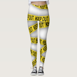Keep out stay away do not cross police tape 3d leggings