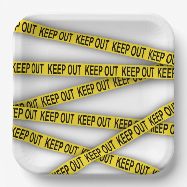 Keep out stay away do not cross police tape 3d paper plate (Front)