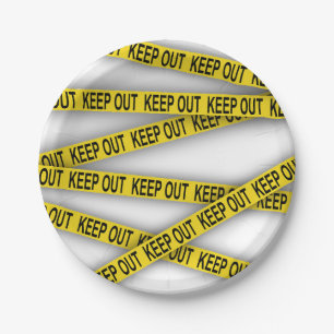 Keep out stay away do not cross police tape 3d paper plate