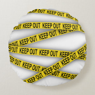Keep out stay away do not cross police tape 3d round cushion