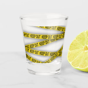 Keep out stay away do not cross police tape 3d shot glass