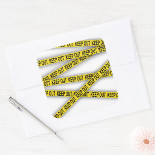 Keep out stay away do not cross police tape 3d square sticker
