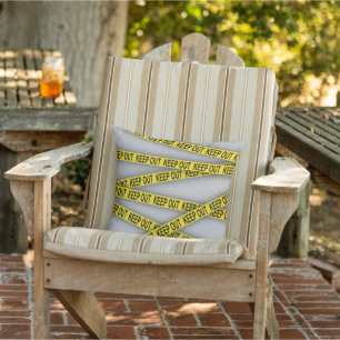 Keep out stay away do not cross police tape cushion