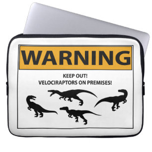 Keep Out! Velociraptor Sign Laptop Sleeve