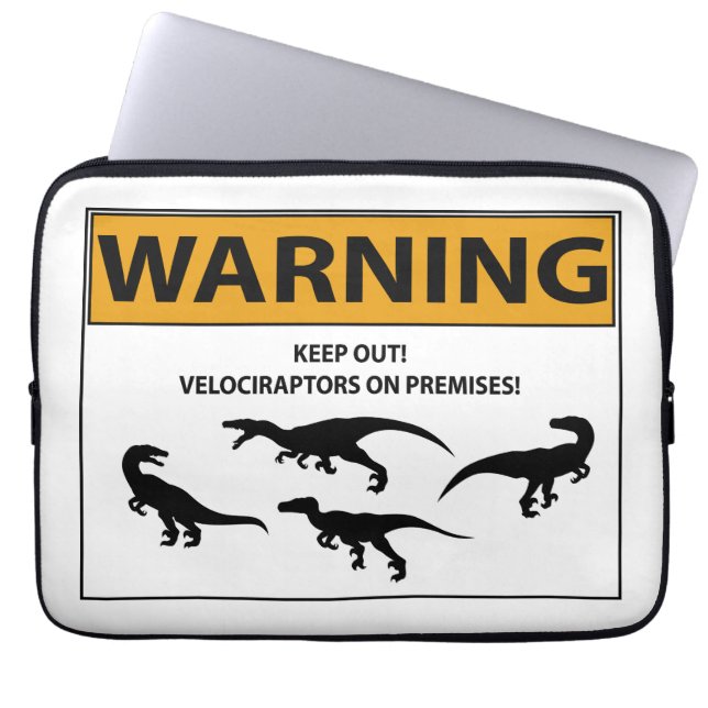 Keep Out! Velociraptor Sign Laptop Sleeve (Front)
